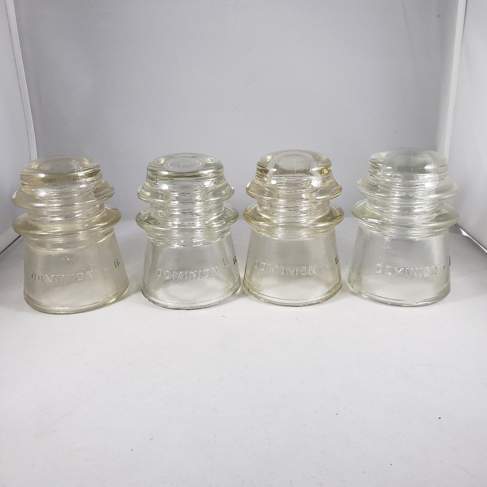 4 Dominion Glass No. 16 Telephone Insulators CD 122 for crafting or collection